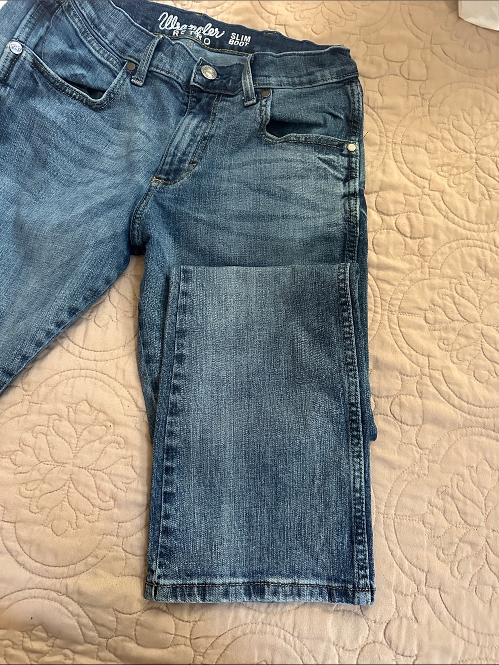 Wrangler Men's Light Blue Bootcut Jeans - Picture 3 of 6